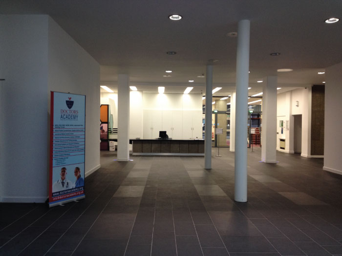Towards reception within the building
