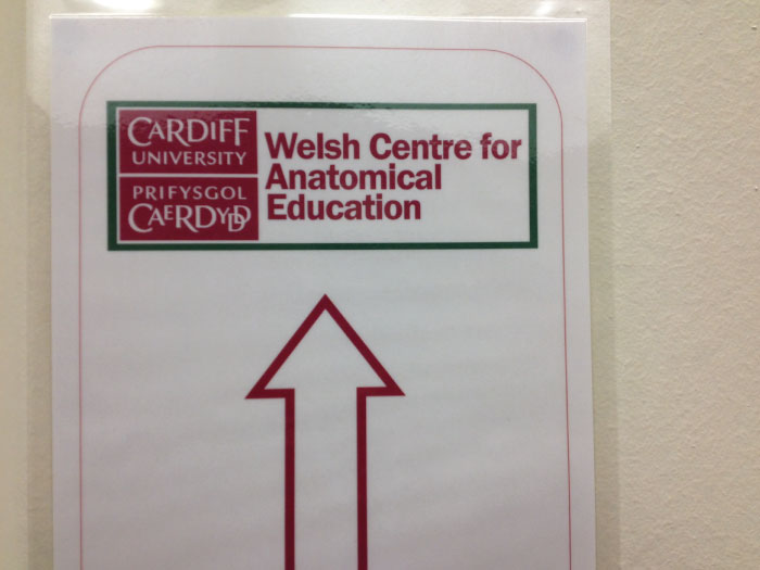 Sign posting towards Welsh Centre for Anatomical Education